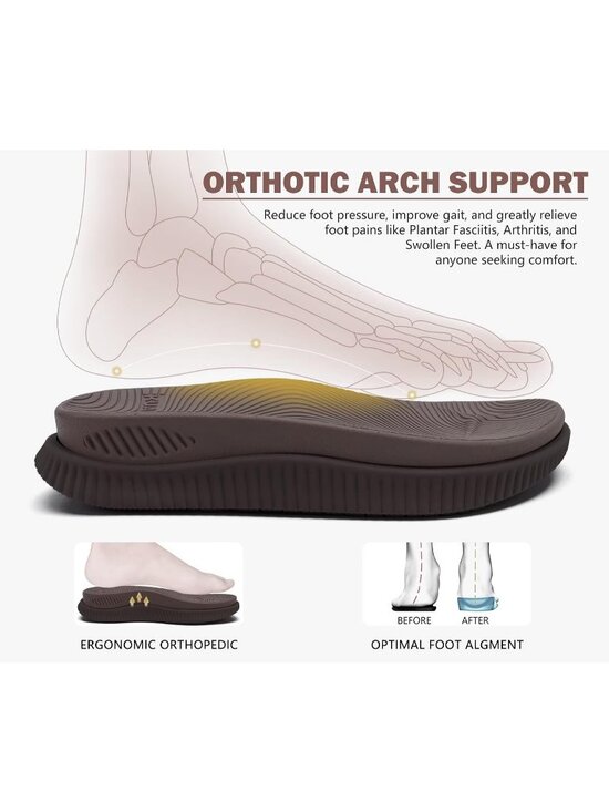 Men\'s Dark Brown Orthotic Flip Flops Athletic Recovery Soft Foam Sandal Shoes main image 6